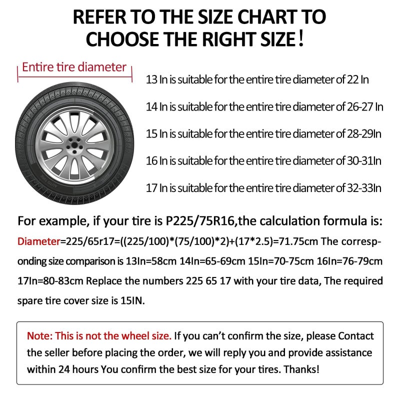 Amfor Spare Tire Cover 25"-27", Universal Fit for Jeep, SUV, RV, Trailer, Truck, Waterproof Dustproof PVC Leather Wheel Cover (Black) - Image 4
